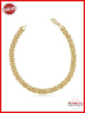 Solid 14k Yellow Gold Filled 6mm Byzantine Chain Bracelet Lobster Claw